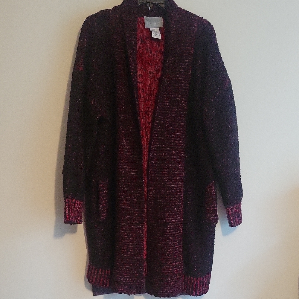 H&M Burgundy and Black Open Cardigan